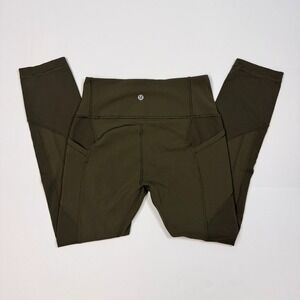 Lululemon All The Right Places Crop II Leggings Womens Size 6 23" Pockets Olive